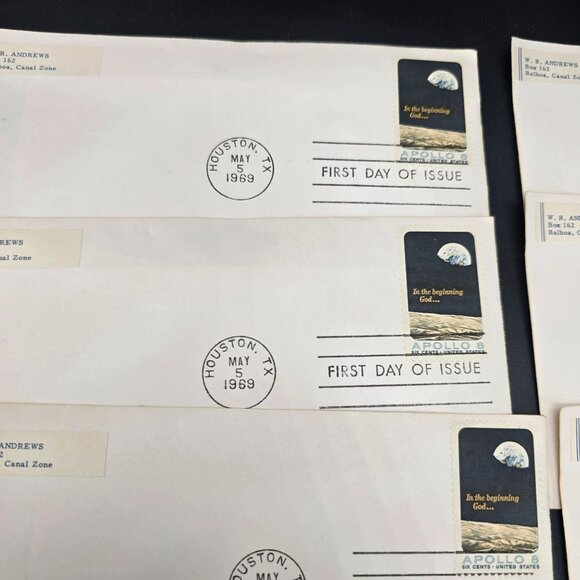Apollo 8 First Day Of Issue Stamped Envelopes Set Of 10 Vintage 1969 LI3035 - Picture 2 of 9